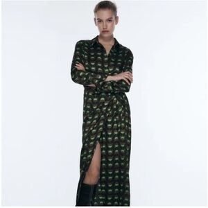 Zara midi wrap shirt dress
